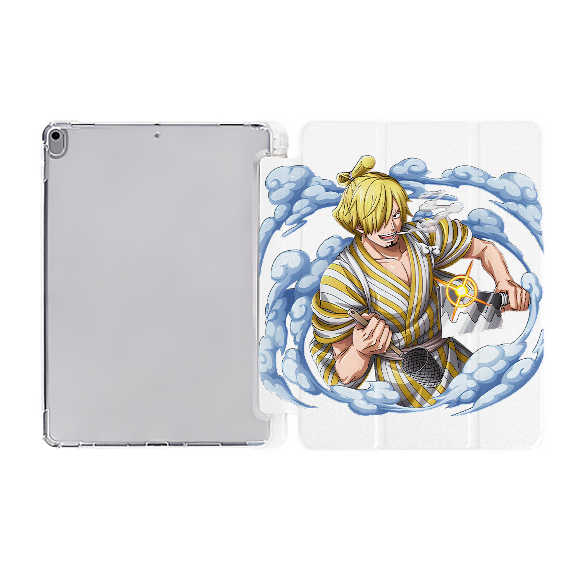 （画像用） ワンピース サンジ ONE PIECE Sanji IPad ケース ペン収納付き 三つ折りスタンド PUレザー×シリコン 対応機種9.5/10.5/10.9インチ